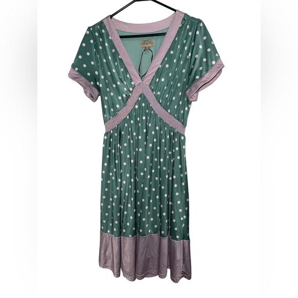 Lindy Bop Ariadne' Green Polka Dot Tea Dress Size 10 - Picture 1 of 5